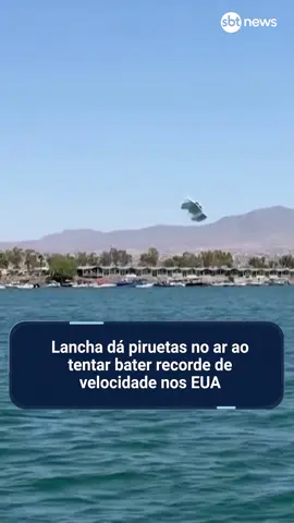 😯 NÃO É IA - Uma lancha que tentava bater um recorde de velocidade no Arizona, Estados Unidos, acabou perdendo controle e girou diversas vezes no ar antes de cair novamente na água. Apesar da violência do acidente, nenhum dos dois passageiros sustentou ferimentos graves. #sbtnews #jornalismosbt #notícias #tiktoknews #tiktoknoticias #foryoupage #fyp #vídeoviral #viralizou #viralizounotiktok #imagensimpressionantes #videosimpresionantes #estadosunidos #eua #speedboat #speedboatmagazine #videosradicais #lancha #lanchasrapidas #arizona