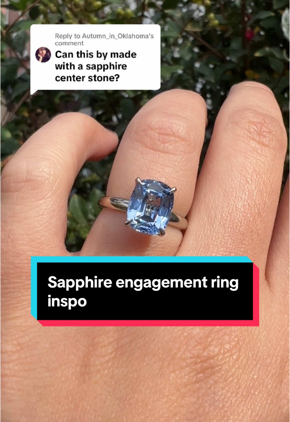Replying to @Autumn_in_Oklahoma #jewelrydesigner #engagementring #engagementrings #engagementringinspo #sapphireengagementring #sapphire #labgrown #labgrownsapphire 