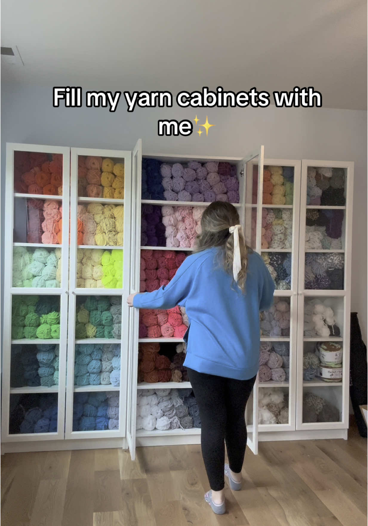 Finally unpacked my yarn! They’ve been packed up for almost a month and I’m so happy to have them out again. If you didn’t know, I recently moved! And before you ask why I have so much yarn — I design amigurumi patterns for a living! I see my yarn like a painter sees their paints: I need all the colors available while I’m working so I can have complete creative freedom. Since I order all my yarn online (and it can take up to 2 weeks to arrive), it’s just not realistic to buy as I go. I like to keep 1–3 skeins of my most-used colors on hand! Most of this yarn is from Premier Yarns and Hobbii, two of my favorites. The cabinets I’m using are from IKEA — they’re the Billy bookcases! #amigurumi #crochetersofinstagram #yarnstash #craftroomsetup #crochetpatterns #hobbii #premieryarns #ikeahack #billybookcase #crochetgrove #crochet #amigurumi #timelapse #chenille #crochetinspo #crochetinspiration #crochetideas 