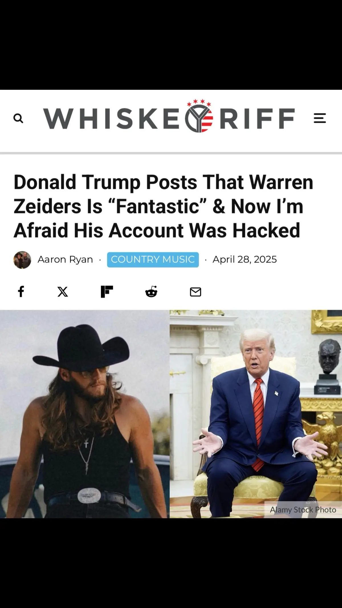 Did somebody get ahold of POTUS’s account? // More at whiskeyriff.com #whiskeyriff #warrenzeiders #countrymusic #donaldtrump 