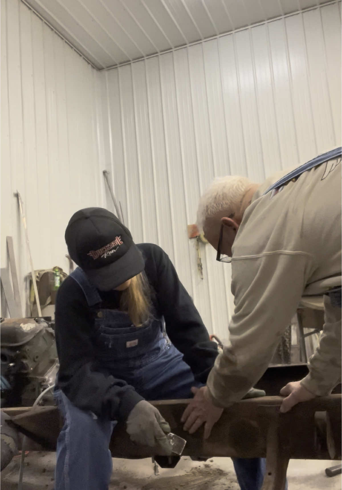 Just an 83 year old dad and his daughter… rebuilding a 1950 Ford f1 and a 1957 Fairlane convertible.  I’m learning a lot! 😊. (PS. Notice how I didn’t mention MY age?) 🤣😂  #carrebuildjourney #sidebysiderebuild #83yearolddad #foryoupage #oldtrucks #fyp #convertible #hotrods #barndominium #fatherdaughter #ford  #fordtruck  #Fairlane  #rebuild