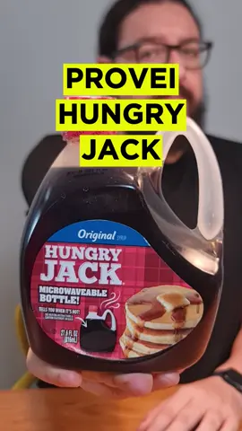 PROVEI HUNGRY JACK O famoso xarope que os gringos derramam nas panquecas gringas deles e nós brasileirinhos ficamos olhando nos filmes e desenhos animados, só tentando adivinhar que gosto tem.... hahaha #hungryjack #xarope #panquecas #pancakes