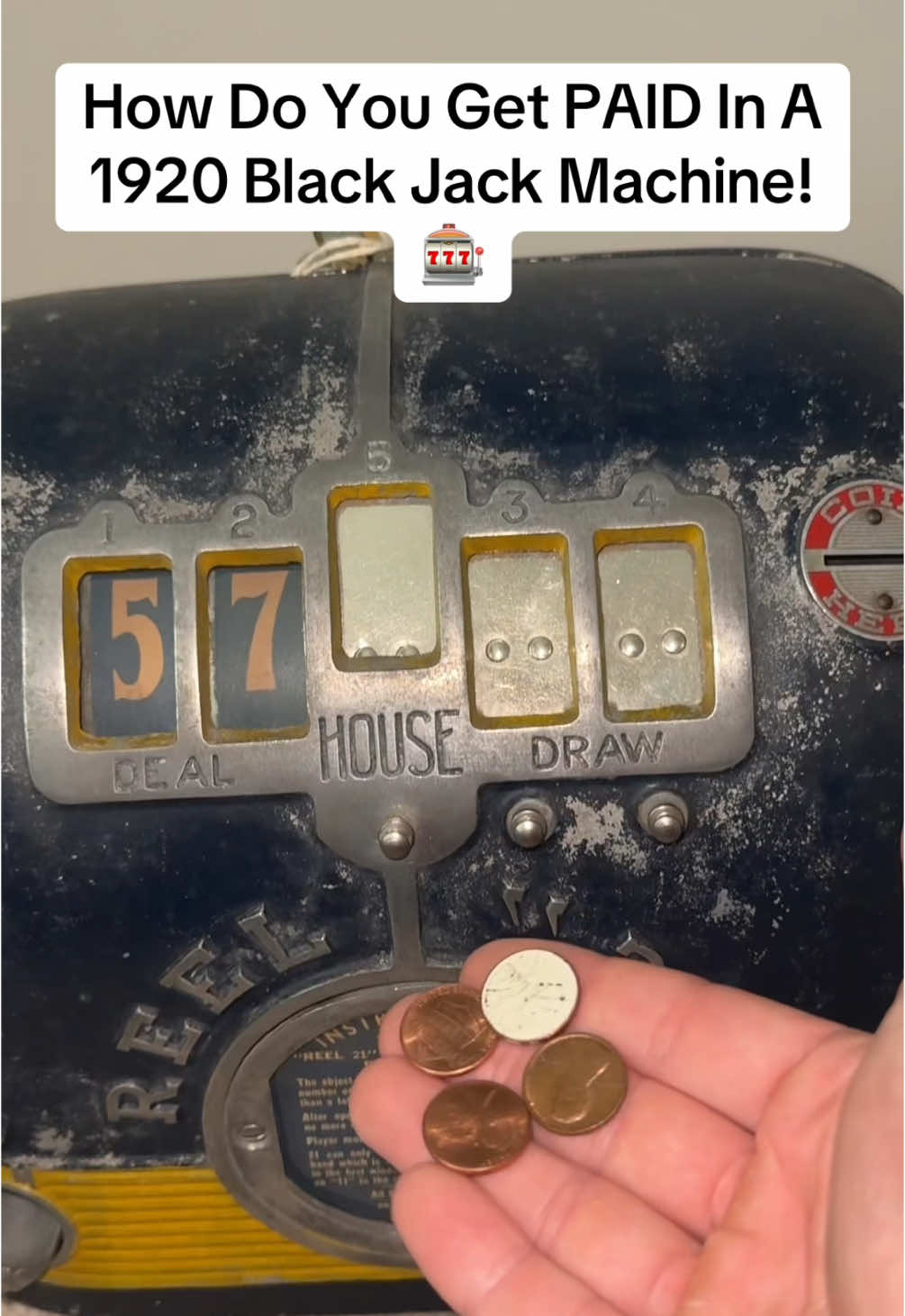How Do You Get PAID In A 1920 Black Jack Machine?! 🎰 #antique #fypage #fyp #foryoupage #viral #slotmachine #slotmachineguy #trending #blackjackmachine #blackjack #howtogetpaid 