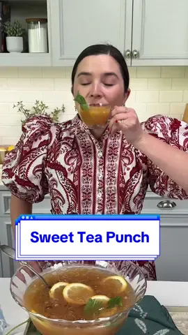 Your make-all-summer-long punch. Ingredients - 3 (11.3-oz.) cans guava nectar (about 4 1/4 cups), chilled - 3 cups prepared unsweetened tea, chilled - 1/3 cup fresh lemon juice (from 2 large lemons), plus lemon slices for serving - 6 (4-in.) fresh mint or rosemary sprigs - Ice Directions 1. Gather all ingredients. 2. Stir together guava nectar, tea, and lemon juice, in a large punch bowl or pitcher. Chill until ready to serve. 3. When ready to serve, add ice, lemon slices, and herb sprigs. #southernsweettea #partypunch #sweettearecipe #summerpunch 