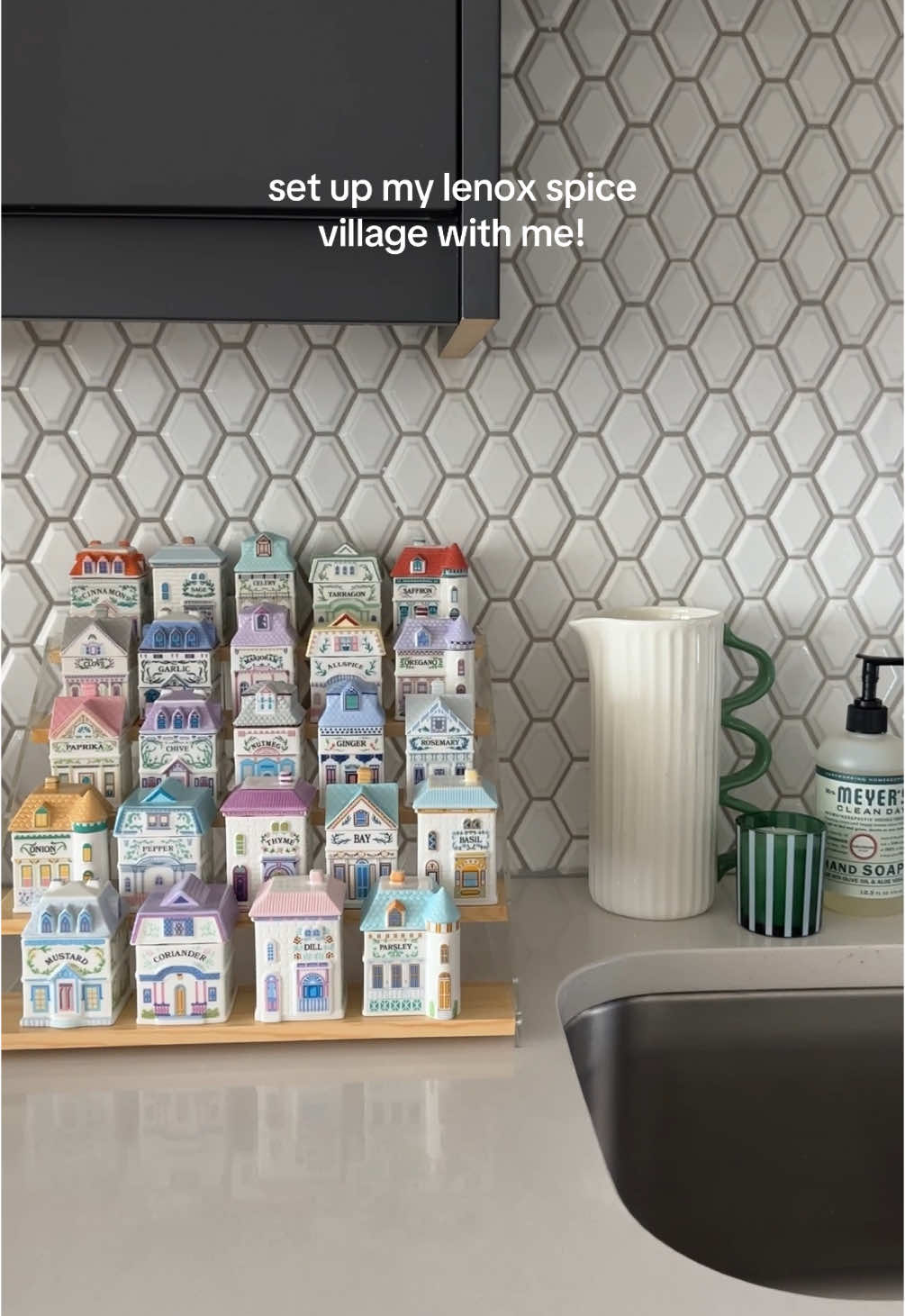 was so excited to finally get to use my spice village at my new apartment! (Had no space for it at my old one) #decoratewithme #grandmillenial #lenoxspicevillage #antiques 