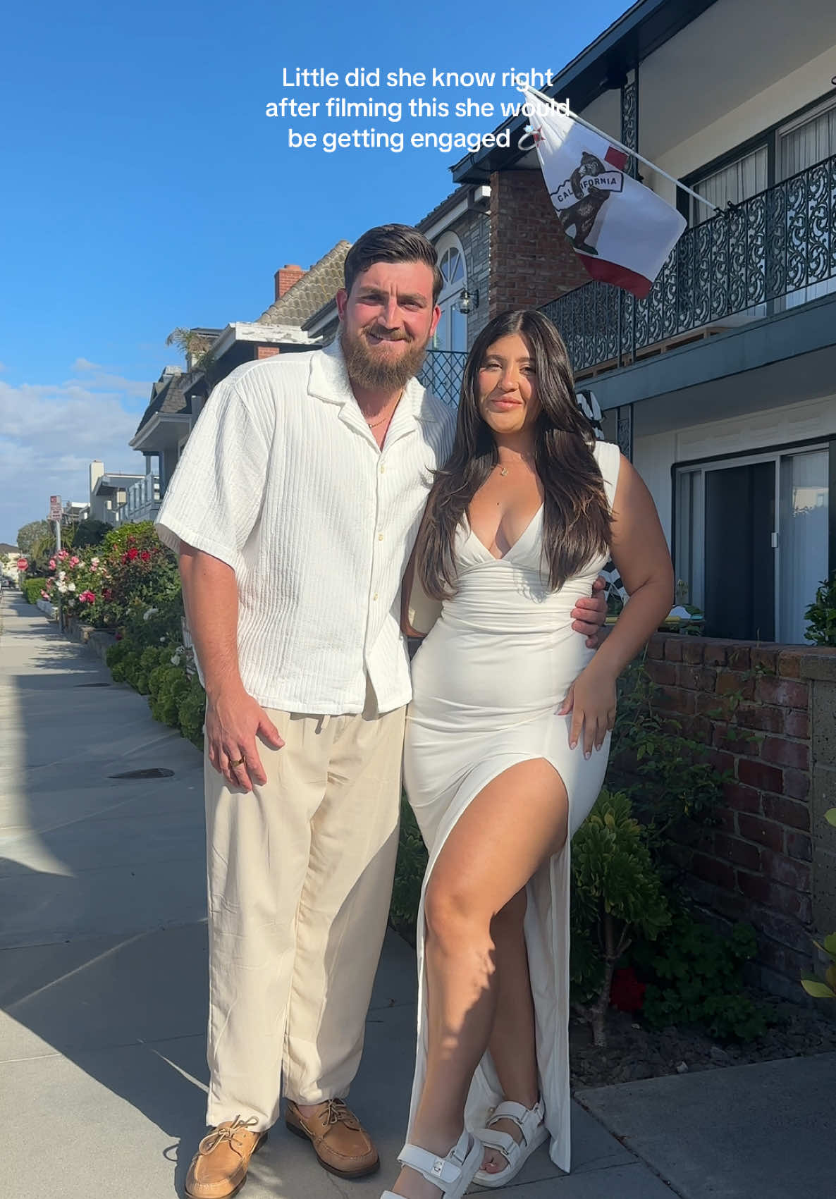 When your bestie cordinates dresses with you to make sure you were wearing white when your surprise engagement happens 🥹 engagement #engagementring #engagedtiktok #proposal #proposalvideo #couplegoals 
