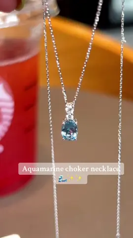 Aquamarine choker necklace 🌊✨✨ 18k gold diamond, 💎natural Santa Maria aquamarine choker necklace #jewelrymaking #jewel #finejewelry #necklaces 