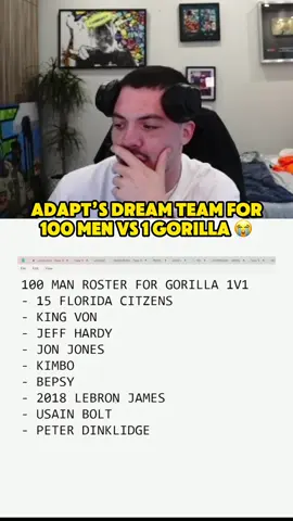 Adapt’s building his 100 man dream team to take on 1 gorilla 😂 (Twitch - Adapt) #faze #adapt #fazeadapt 