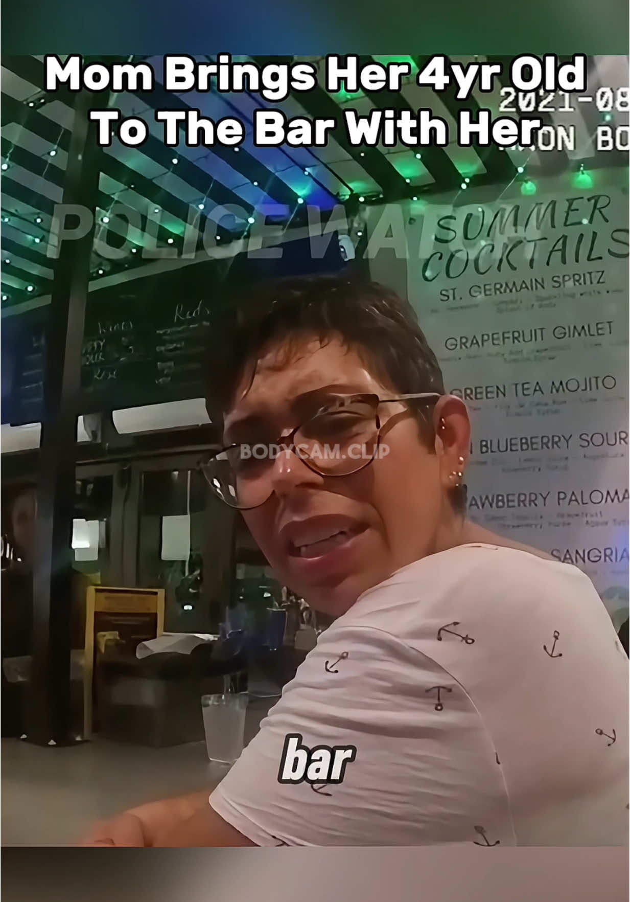 Police arrive to a bar after numerous reports of a mom that brought her 4 year old to a bar with her. Allegedly the mother was not attentive to the girl and the girl kept lifting her dress to the people at the bar. Does the mom seem to care? #bodycamera #fypツ #momarrested #copcam 