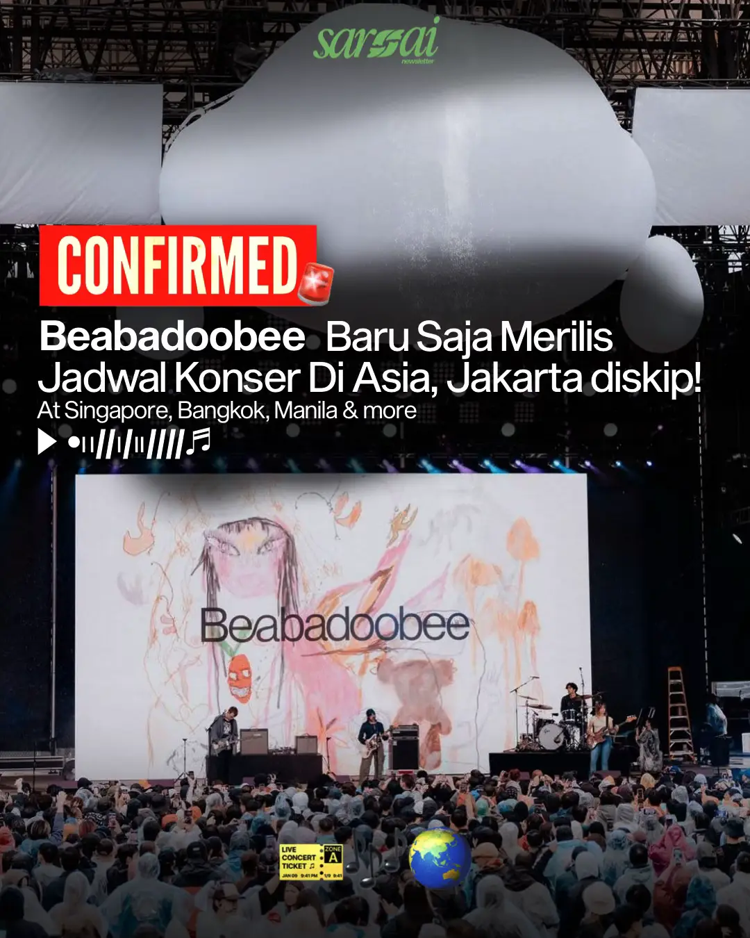 Sangat disayangkan jakarta diskip🥲 sara open jastip bangkok/spore ya! #beabadoobee #beabadoobeeconcert #konser #gluesong 