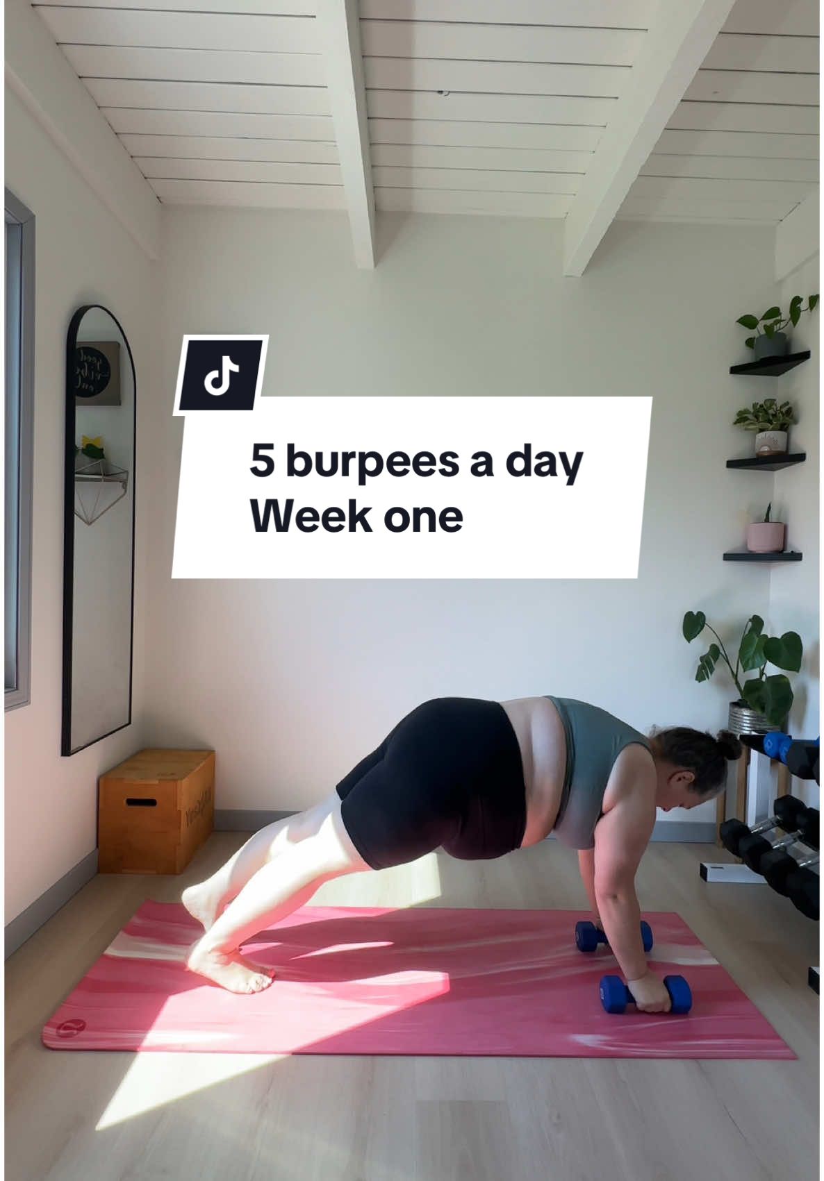 On the second day I regretted committing, it already felt so daunting. But I pushed through, it was only 5, took 40 seconds. For 7 days, 40 seconds per day. I know it seems minimal but I am so proud of myself! Here’s to the next 23 days, cannot wait to see how far I’ve come on day 30!  #postpartumjourney #postpartumfitness #momswhoworkout #plussizeworkout #burpee #burpeechallenge #fiveburpeesaday