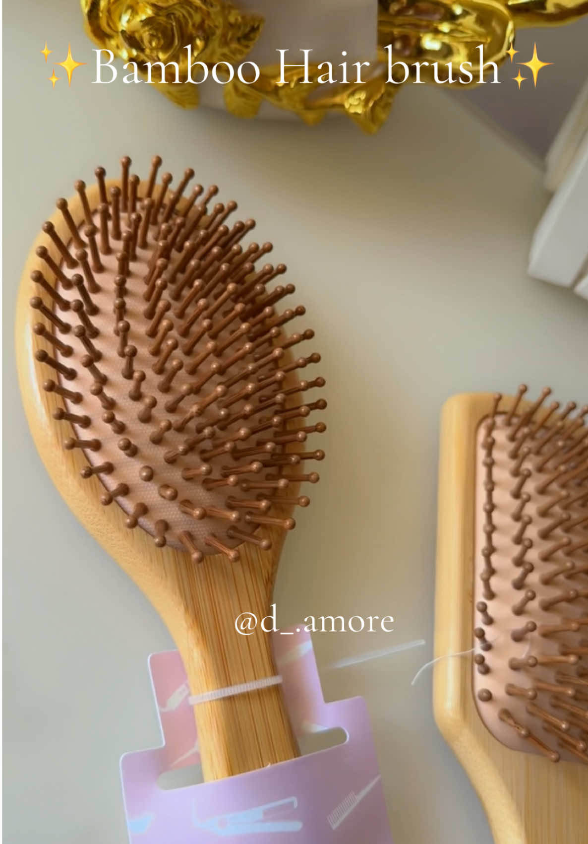 Eco-Friendly Bamboo Hair Brush - Featuring a natural wooden handle and soft, rounded bristles for gentle detangling and a soothing scalp massage. Ideal for all hair types.  Bamboo hairbrushes that care for your hair and the Earth. Dm to order yours from D’Amore Shop✨