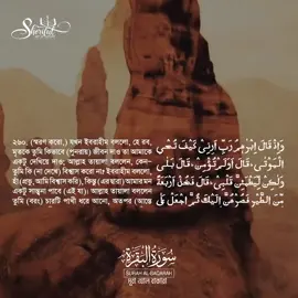 ইবরাহীম বললো, হে রব, মৃতকে তুমি কিভাবে (পুনরায়) জীবন দাও তা আমাকে একটু দেখিয়ে দাও; আল্লাহ তায়ালা বললেন, কেন-তুমি কি (না দেখে) বিশ্বাস করো না? ইবরাহীম বললো, হাঁ (প্রভু, আমি বিশ্বাস করি), কিন্তু (এর দ্বারা) আমার মন একটু সান্ত্বনা পাবে (এই যা)। #BanglaAudioQuran