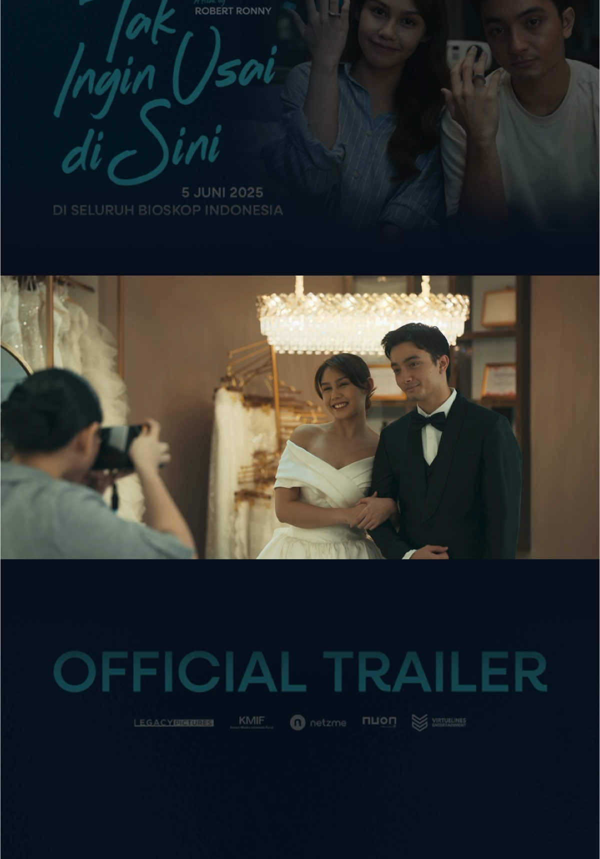 OFFICIAL TRAILER TAK INGIN USAI DI SINI Mencintai berarti merelakan. Tapi bagaimana kalau hati tak pernah rela untuk mengucapkan selamat tinggal? K (@Bryan Domani ) dan Cream (@vanesha ) berharap cinta mereka Tak Ingin Usai di Sini. Sebuah film karya penulis dan sutradara Robert Ronny. Produksi Paragon Pictures dan Ideosource Entertainment. Tak Ingin Usai di Sini, tayang 5 Juni di bioskop. #TAKIS #TakInginUsaidiSini #ParagonPictures #IdeosourceEntertainment #fyp #tiktoktainment #vaneshaprescilla #bryandomani #rekomendasifilm #filmindonesia #sad 