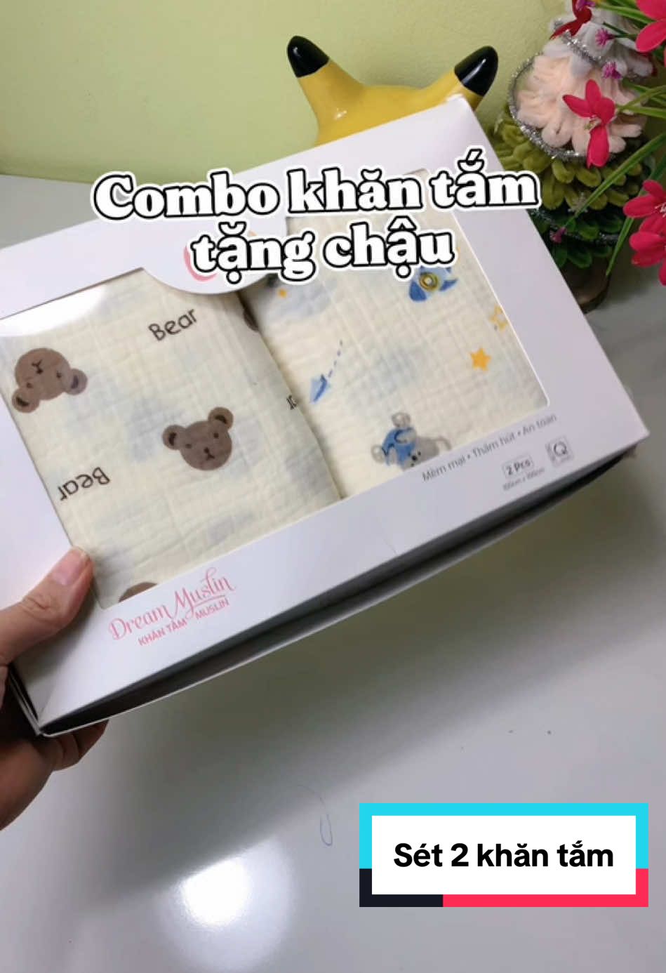 Mom nào sắp sinh thì k thể k bỏ qua combo2 khăn tắm kèm chậu này nha #gee #mevabe #xuhuong #setkhantam #khantam #khantamgeemuslin 