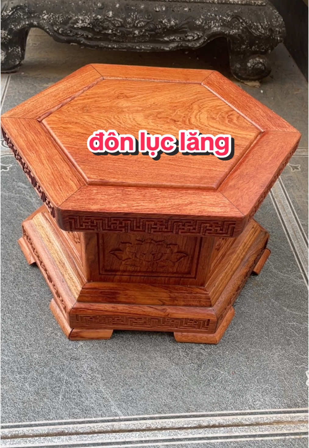 đôn gỗ lục lăng trạm khắc hoa sen đủ kích cỡ, đôn gỗ kê tượng#dothoviet#dongoluclang#dongoketuong#dongotramhoasen#xuhuongtiktok#dothocung#