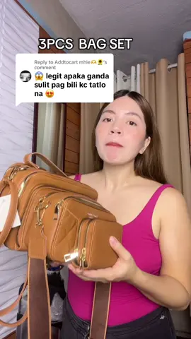 Replying to @Addtocart mhie🫶🌻 true ka jan sissy.Thank you🥰 #bag#trendysoftleather#slingbag#handbag#3in1set#scratchproof#waterproof#fyp
