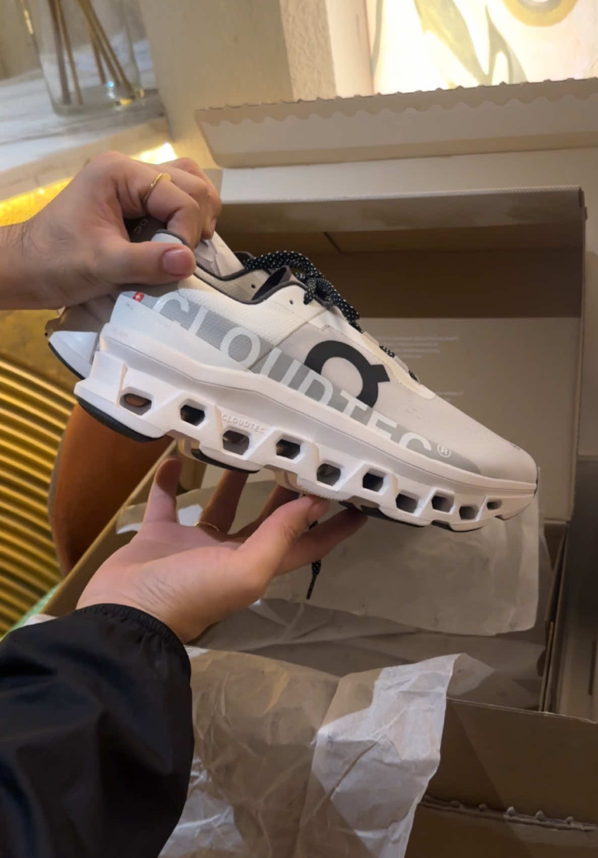 Unboxing of On Cloud Monster Exlcusive in White 😍 #unboxing #runningshoes #oncloud #revolve #forward 