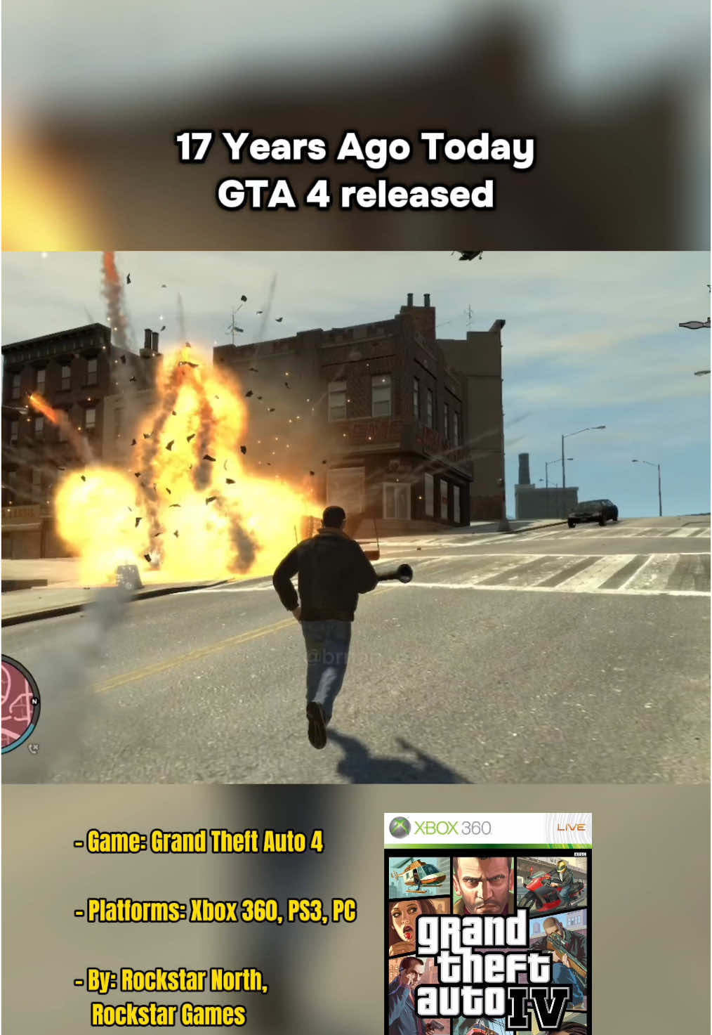 GTA 4 is now 17 years old 😲 #gta #retro #retrogaming #playstation #ps3 #xbox #xbox360 #nostalgia #memories #pcgaming #GamingOnTikTok #fyp #foryoupage #gaming #gamer #gamplay #videogames #games #music #explorepage #gamerlife 
