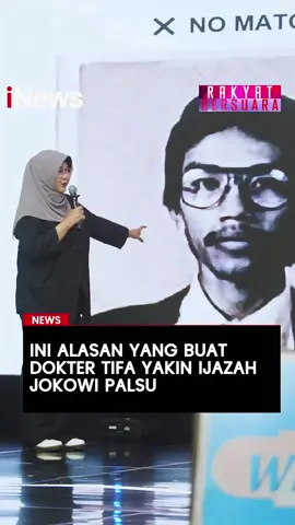 Eksklusif di Rakyat Bersuara, pegiat media sosial dr.Tifa menjabarkan keraguannya soal keaslian ijazah Presiden ke-7 Indonesia Joko Widodo.  Dalam bidangnya sebagai dokter yaitu anatomi manuasia, dokter Tifa menilai langsung bisa melihat perbedaan dan meyakini foto di ijazah yang disebut milik Jokowi dan wajah Jokowi berbeda.  Saksikan Rakyat Bersuara selengkapnya di sini:  https://www.youtube.com/watch?v=E3b1mOPLTMs #DokterTifa #Eksklusif #RakyatBersuara #IjazahJokowi #IjazahPalsu #UGM #JokoWidodo