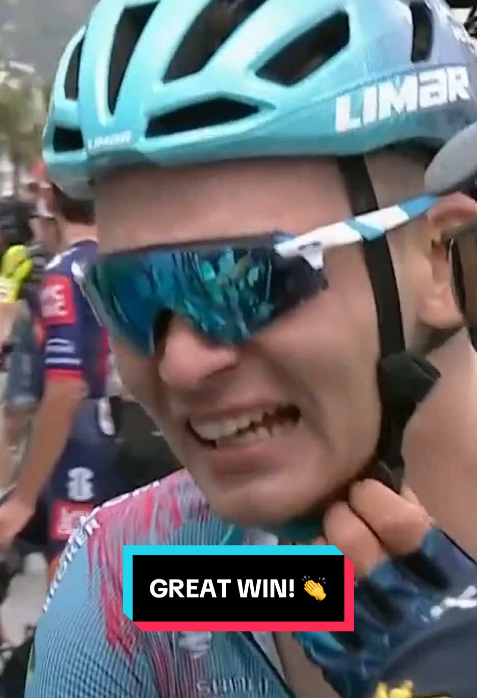 HE CAN'T BELIEVE IT! 😆 Lev Gonov snatches a stunning sprint victory on Stage 3 of the Tour of Türkiye. #cycling #roadcycling