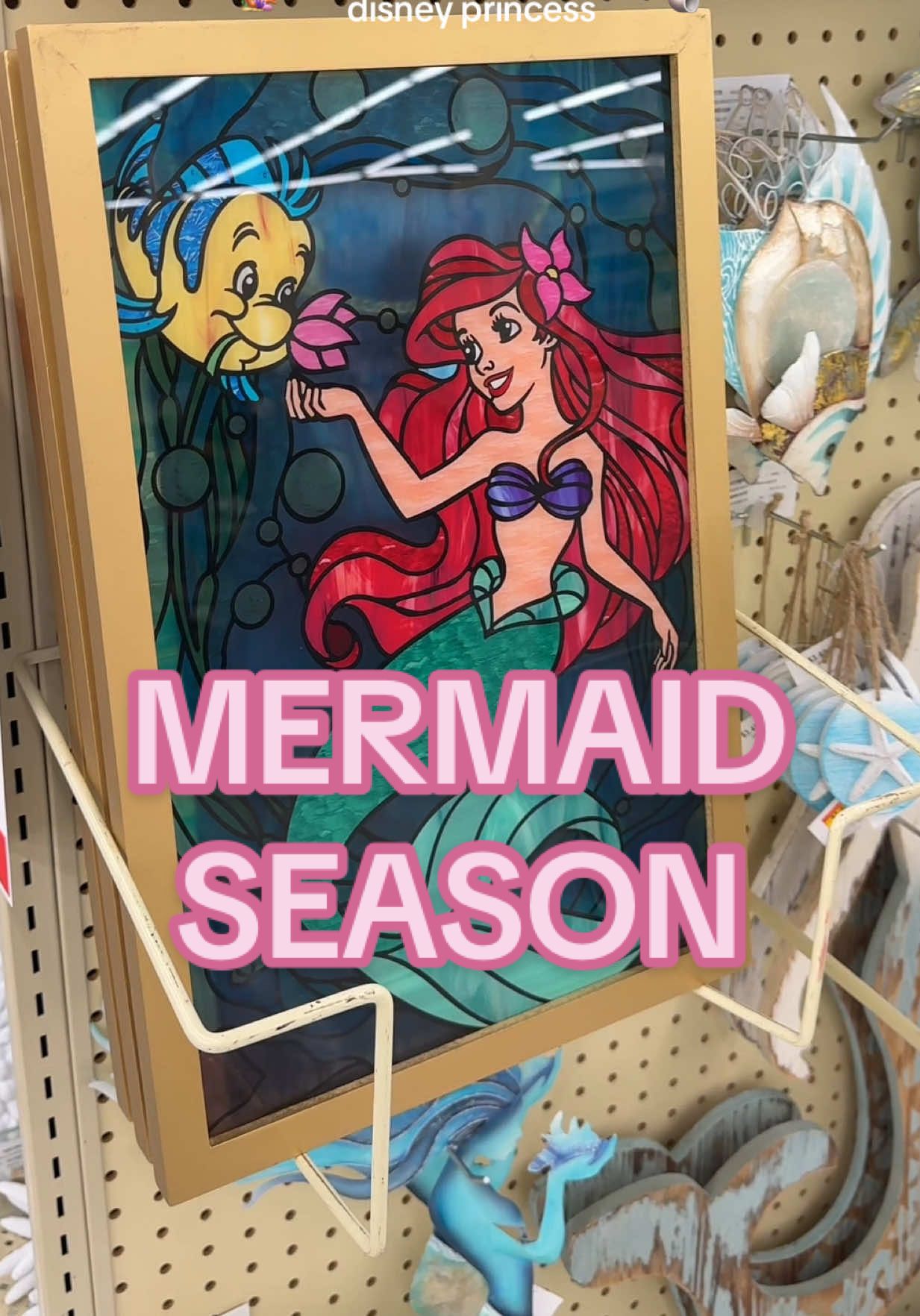 it’s mermaid season 🧜‍♀️ princess ariel portrait at @Hobby Lobby  #thelittlemermaid #ariel #mermaid #Summer #hobbylobby #summerdecor #ocean #princessariel #princeeric #decor #disney 