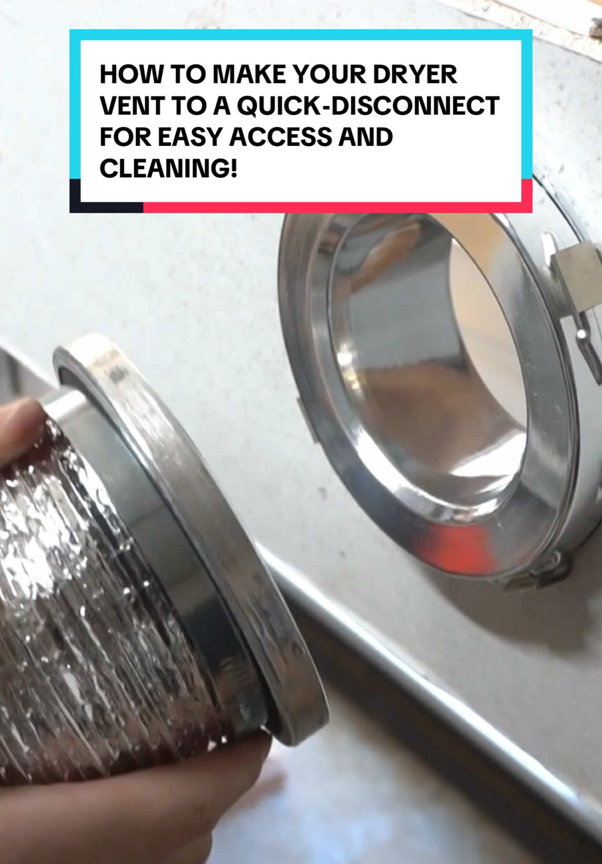 How to make your dryer vent a quick disconnect for easy cleaning and access!  . . . . . #dryer #dryerventcleaning #homeimprovement #DIY #diyproject #fy #fyp #houserepair #handyman #foryou #foryoupage 