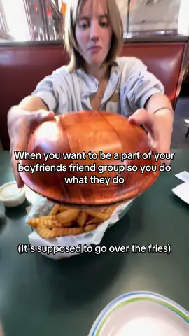It's our tradition to flip the bowl of wings over the fries... At least she was cute while doing it!! 😂❤️🥰 #Relationship #girlfriend #boyfriend 