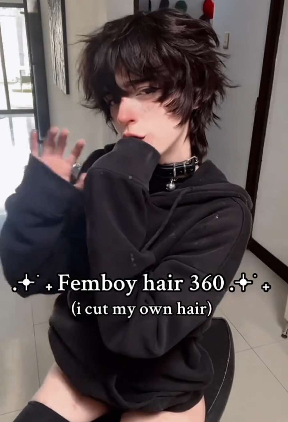 to clarify, I cut my own hair!! is similar to a wolfcut but not the same #femboy #humor #meme #femenineboy #twink #femboyfriday #femboytiktok #femboymeme #outfitfemboy #femboi #hairtutorial #hairstyle #tutorial #hair360 