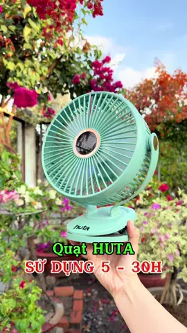 Quạt kẹp tích điện HUTA pin trâu, gốc mát xoay 720 độ, đèn LED hiển thị % pin, đèn ngủ #shoputthanh #TikTokShop #quattichdien #giadungtienich #quatpintrau #huta 