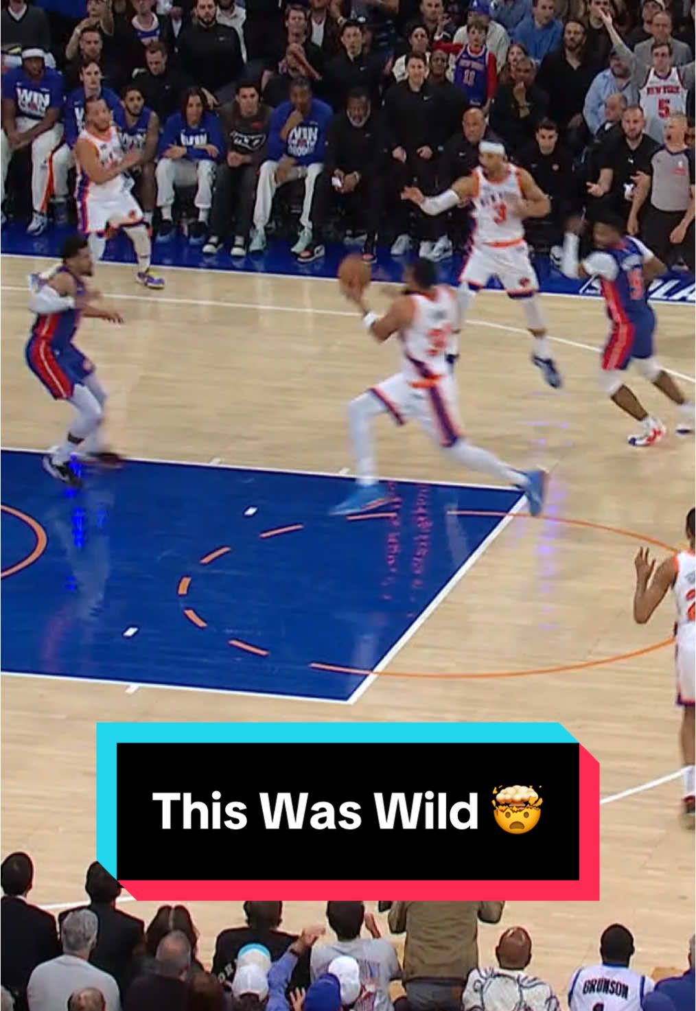Ausar Thompson blocks it, but KAT still manages to lay it in 😱 #NBA #NBAPlayoffs #Basketball #Pistons #Knicks 