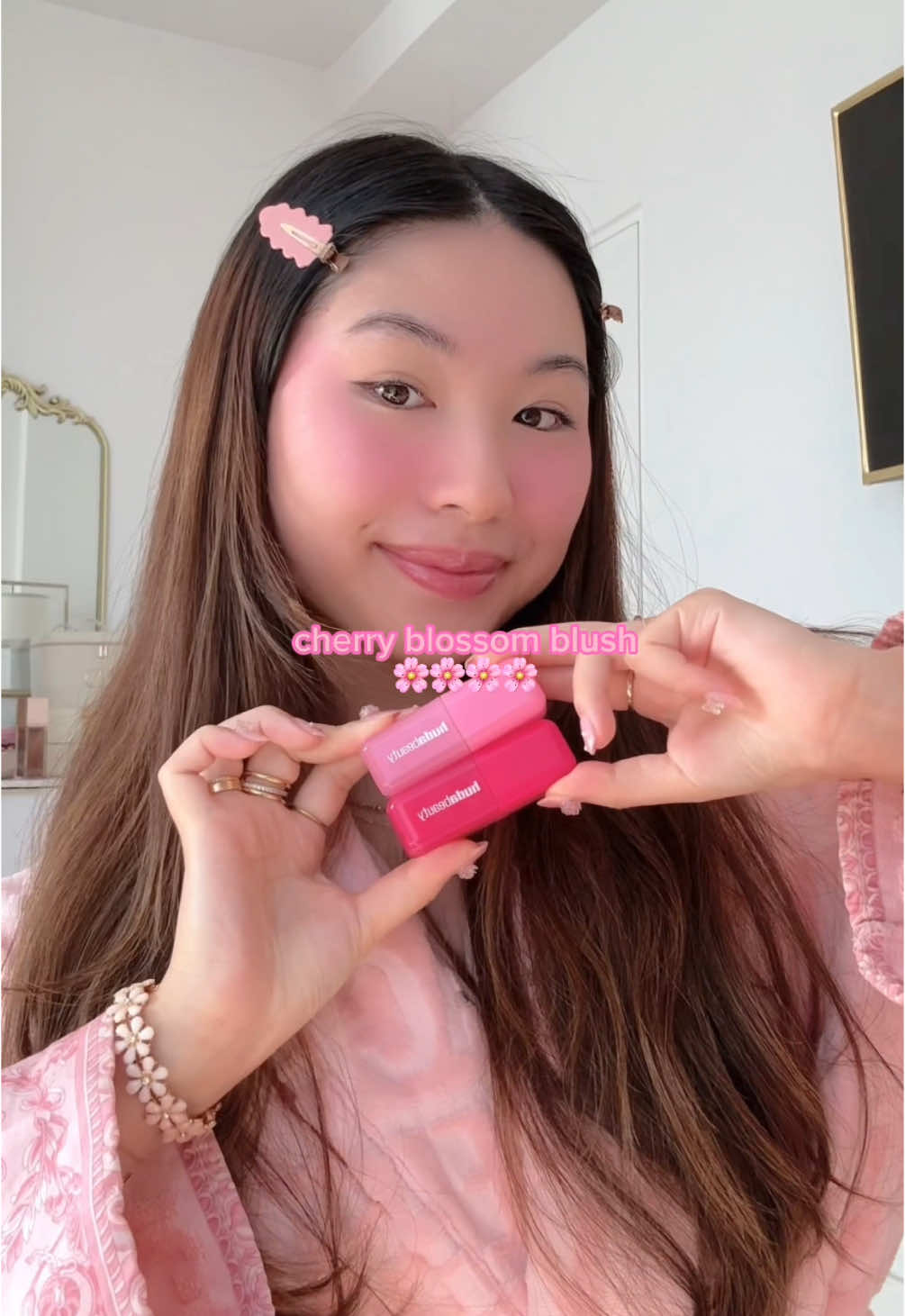 cherry blossom blush for spring 🌸 #hudabeauty #hudabeautyblushfilter #cherryblossomblush #trendingmakeup #viralmakeup #newmakeup #springmakeup