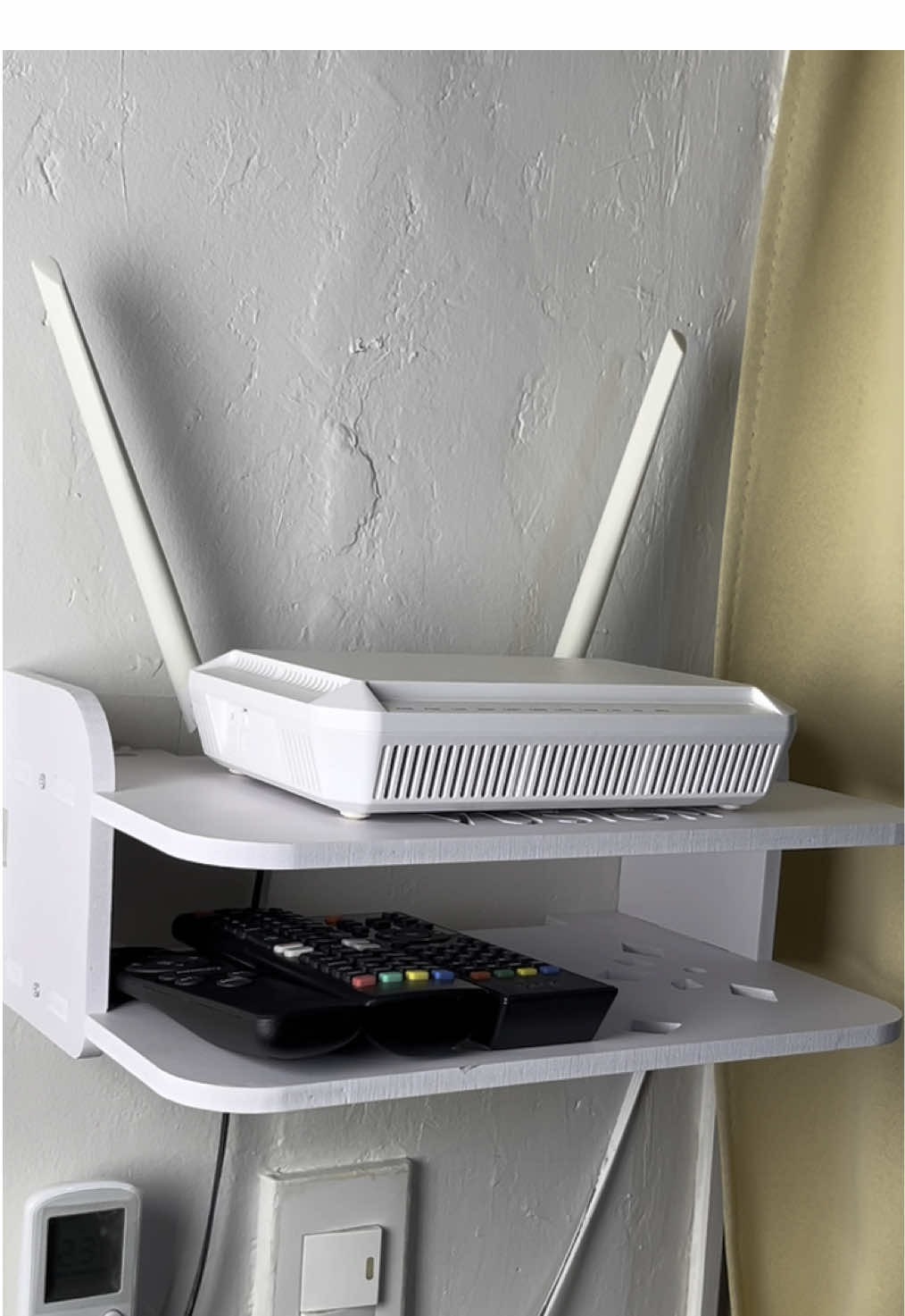 Deli 1 Set Router Holder Wall Wifi Holder Organizer DVD Player Wall Hanging Rack Two Layer Storage Shelf Household Wood Installation from Vusign by Deli ✨ #wifiroutershelf #wifirouterholder #routershelf #wallshelf #routershelf #hangingrack #vusignbydeli #wifi #wifirouter #trending 