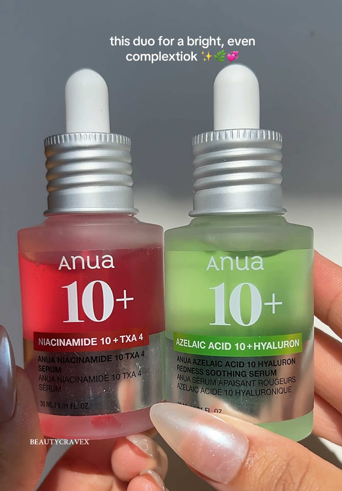 @anua_global azelaic acid & niacinamide serum✨💞 🎀 niacinamide 10 + TXA: this serum helps even out skin tone while strengthening the skin barrier for a healthy, radiant glow. it’s a perfect option to fade dark spots for a healthy complexion.  🌿 azelaic acid 10+: soothes inflamed skin and reduces redness while 3 types of hyaluronic acid hydrate & moisturize.  they pair perfectly together and both are suitable for all skin-types including sensitive💪🏼 #anua #darkspots #acne #glowyskin #acneproneskin #clearskin #kbeauty #koreanskincare #glassskin #beauty #skincare #skincareproducts #skincareroutine #skincareaddict #asmr 