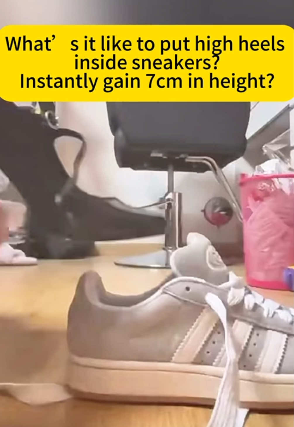 What Happens When You Put High Heels Inside Sneakers? #shorts #lifehacks #heightboost #fashiontips #sneakerhack