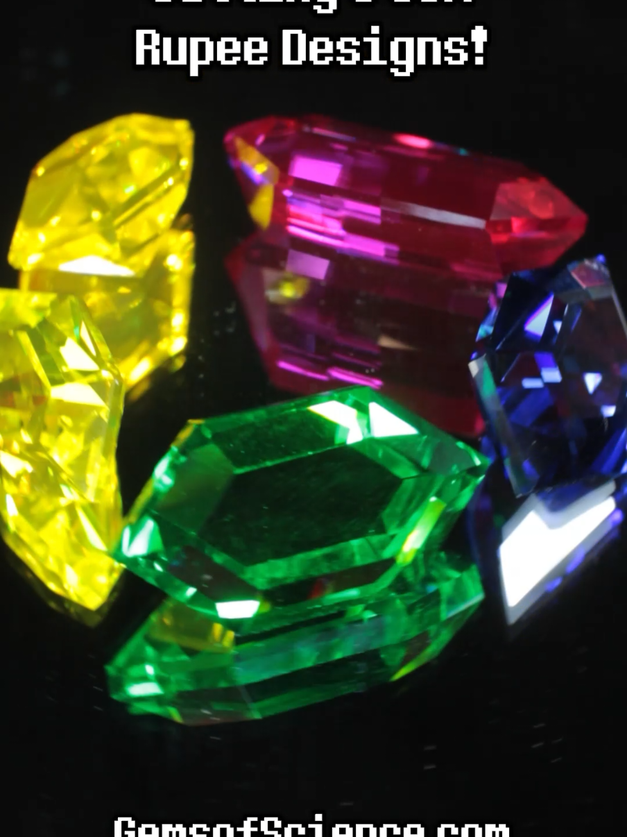 I cut 5 gem rupees in 5 designs!  You can watch the long form version on Youtube if this is too cut down for you.  And check out all our rupee cut gems on GemsOfScience.com! #gems #zelda #legendofzelda #rupee #rupees #gemstones #gemcutting #faceting #crystals #craft 