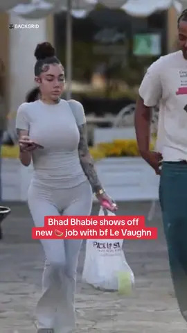 Bhad Bhabie was spotted with boyfriend Le Vaughn in California. The 21-year-old - who is recovering from a bout with cancer - showed off her new boob job among other cosmetic procedures. 🎥 BACKGRID  #alabamabarker #bhadbhabie #levaughn 