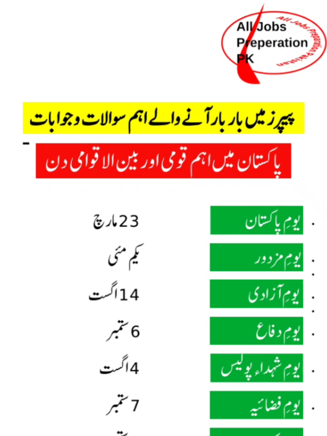 All Days MCQs Notional Days and  International Days Important General Knowledge  #1may #labourday #labourday2025  #police #ccd #php #preperation #asf #SPU #paper #writtentest #mostrepeatedquestions #importantmcqs #foru #foryoupage❤️❤️ #unfreezemyacount #unfreeze #fyp 