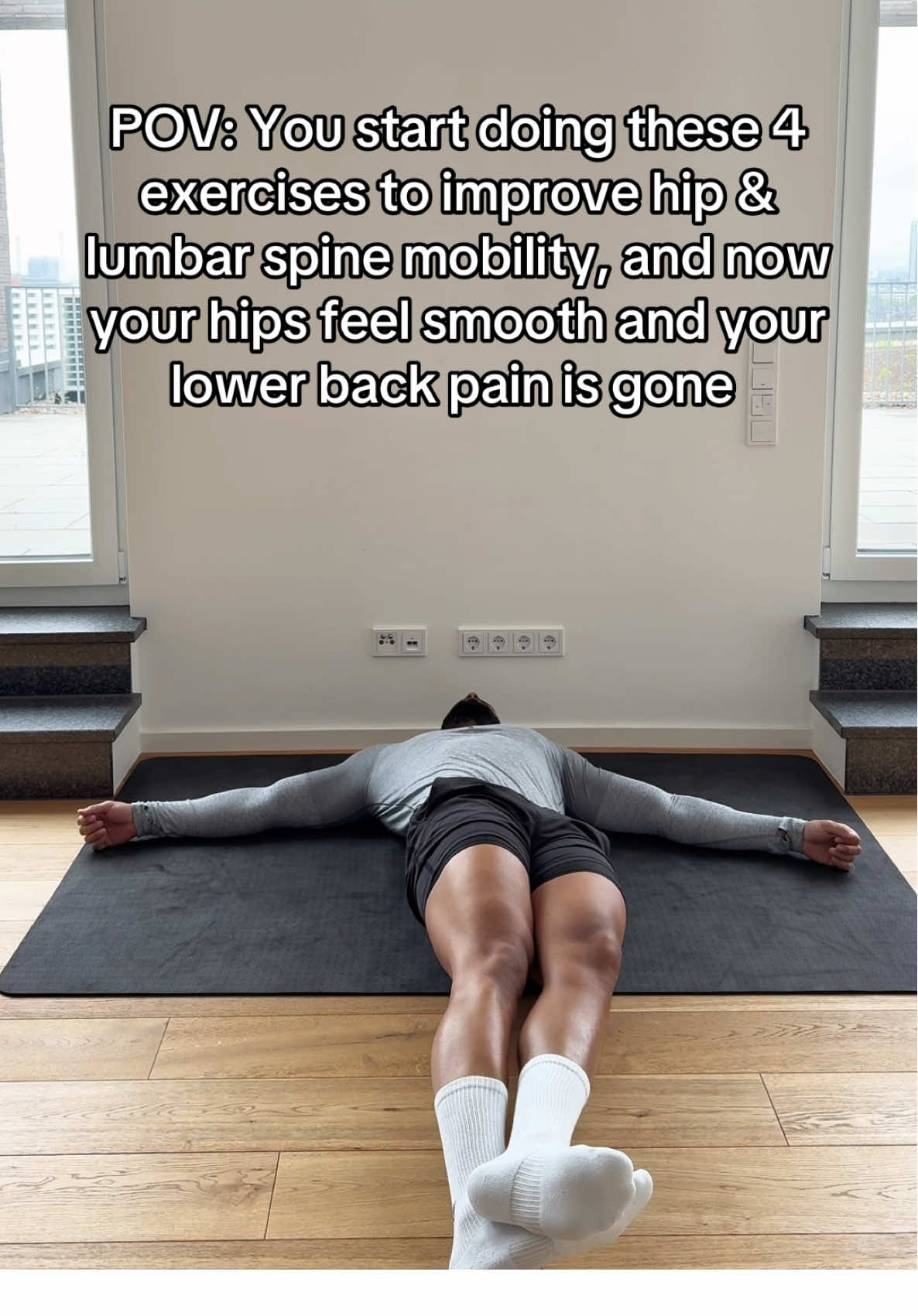 Low back pain mobility routine | hip mobility & lumbar spine mobility #lowbackpain #mobility #movement #backpain #hipmobility #fyp 