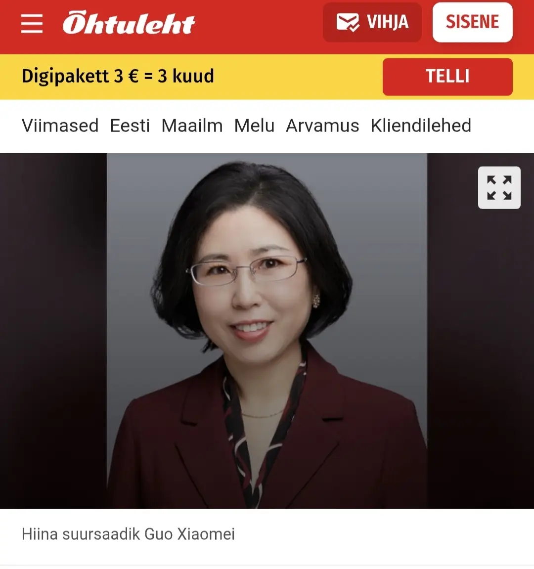 Ambassador Guo Xiaomei’s article titled “Firmly Safeguard Fair and Just order of International Trade” was published in Estonian Newspaper Ohtuleht.