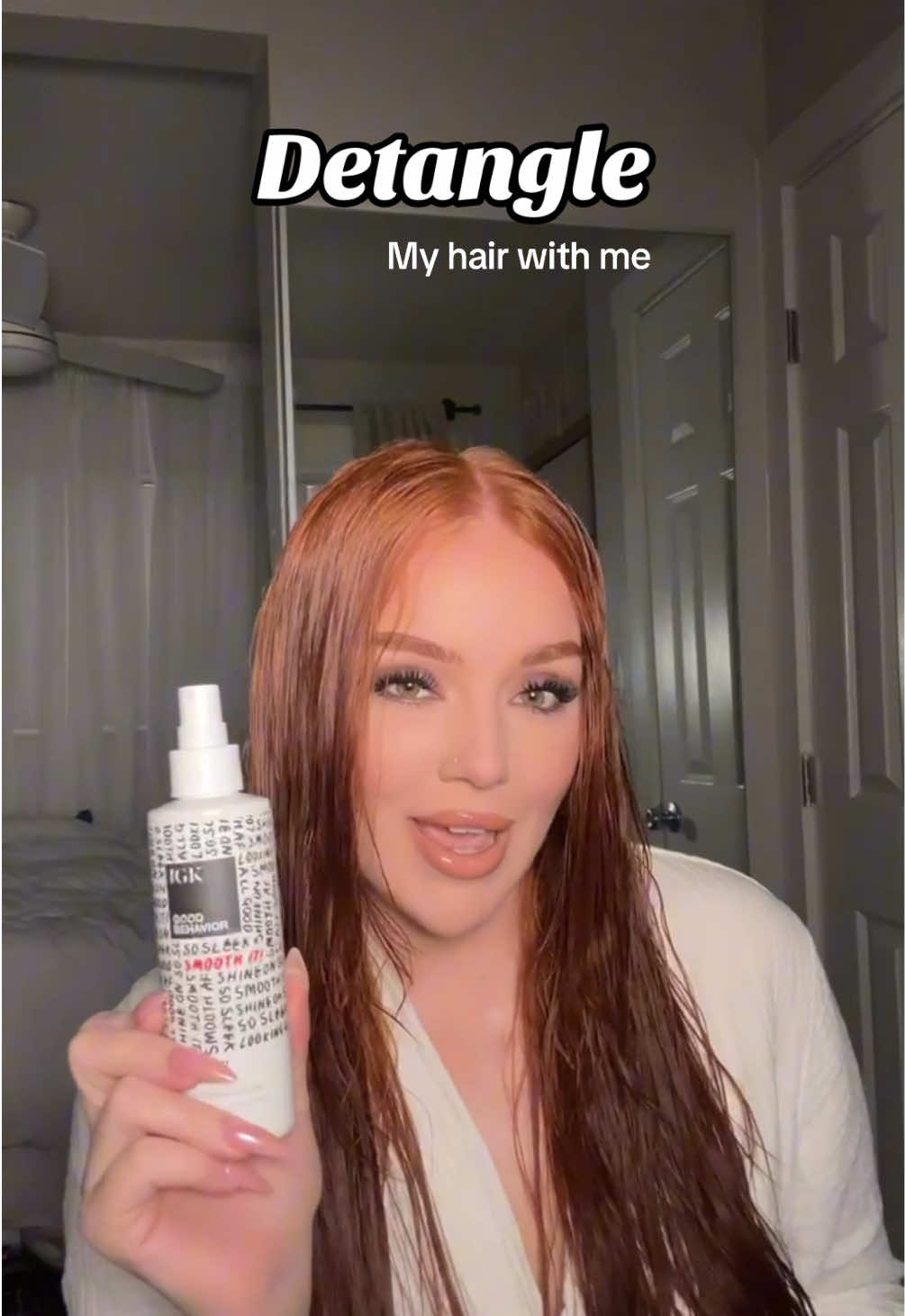 Detangling has never been easier thanks to Good Behavior 4-in-1 Prep Spray 🙌 @kaylakayyy  Plus, it adds shine, controls frizz for 24 hours, and protects from heat up to 450*F. #detanglehair 
