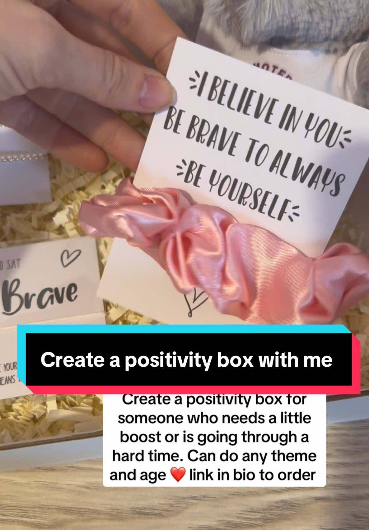 Create a positivity box with me ❤️❤️ #teamwork #positivity #positivitybox #personalisedgifts #anxious #thinkingofyougift #bundles #personalisedbunny 