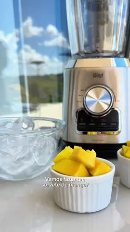 Sorvete caseiro de manga no Liquidificador WAP? SIM! 🥭 Só 2 ingredientes, zero complicação e muuuito sabor! 😍