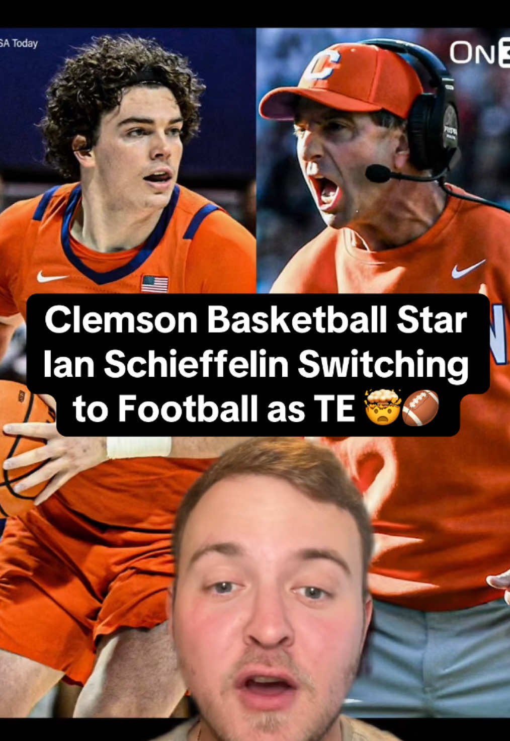 From the hardwood to the gridiron 🏀➡️🏈 Ian Schieffelin is now a Clemson tight end!🤯 #Clemson #CollegeFootball #greenscreen #collegesports #collegebasketball #clemsonfootball #daboswinney #ianschieffelin #clemsonbasketball #cfb #cbb #greenscreenvideo #clemsontigers #football #cfbnews #nfl #tightend #collegebasketballtiktok #collegefootballplayoff #fyp 