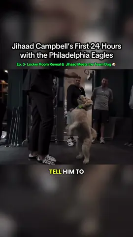 Jihaad Campbell meets the team dog and gets his first look at the Eagles locker room. The dream’s getting real — welcome to Philly, Jihaad.#FlyEaglesFly #NFLDraft #JihaadCampbell #EaglesNation #RookieSeason #LockerRoomReveal