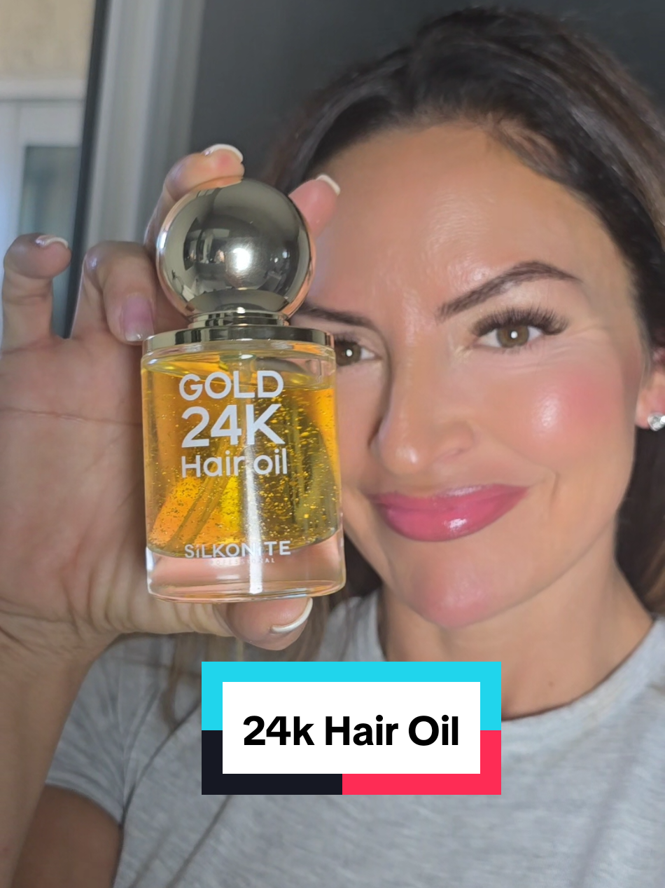 I found an amazing hair oil that doesn't leave the hair greasy!  @Silkonite Magic Shop #hairoiling #24kgoldhairoil #hairoil #haircare #hairtok #dryhair 