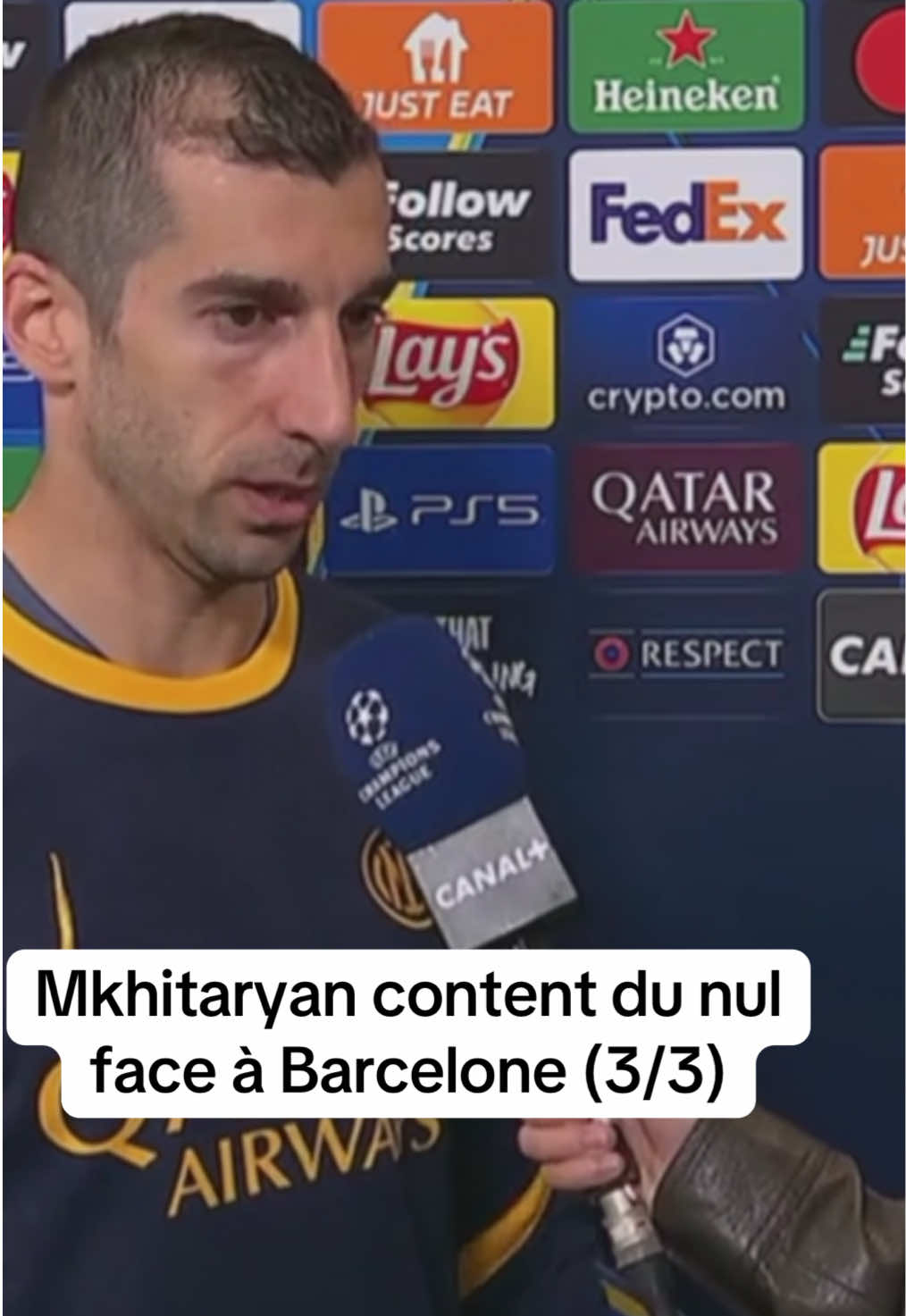 Mkhitaryan content du nul face à Barcelone (3/3) #mkhitaryan #intermilan #fyp #barcelone 