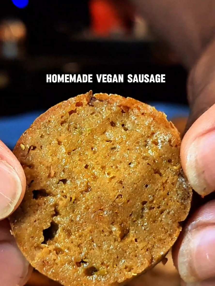 Homemade Vegan Sausage Recipe ⬇️: 2 3/4 cup vital wheat gluten  1/3 cup nutritional yeast  3 tsp smoked paprika  2.5 tsp Cayenne pepper  2 tsp thyme  1 tsp salt 1/2 tsp Black pepper  1 tsp mustard powder  2 cups Veggie stock  3 tbs olive oil  1/4 cup soy sauce  4 garlic cloves 1 tbs apple cider vinegar  2 tsp molasses  1 cup pinto beans  #veganrecipes #plantbasedrecipes #vegantiktok #vegansausage #cookingfromscratch #EasyRecipe #homemadesausage #plantbasedsausage 