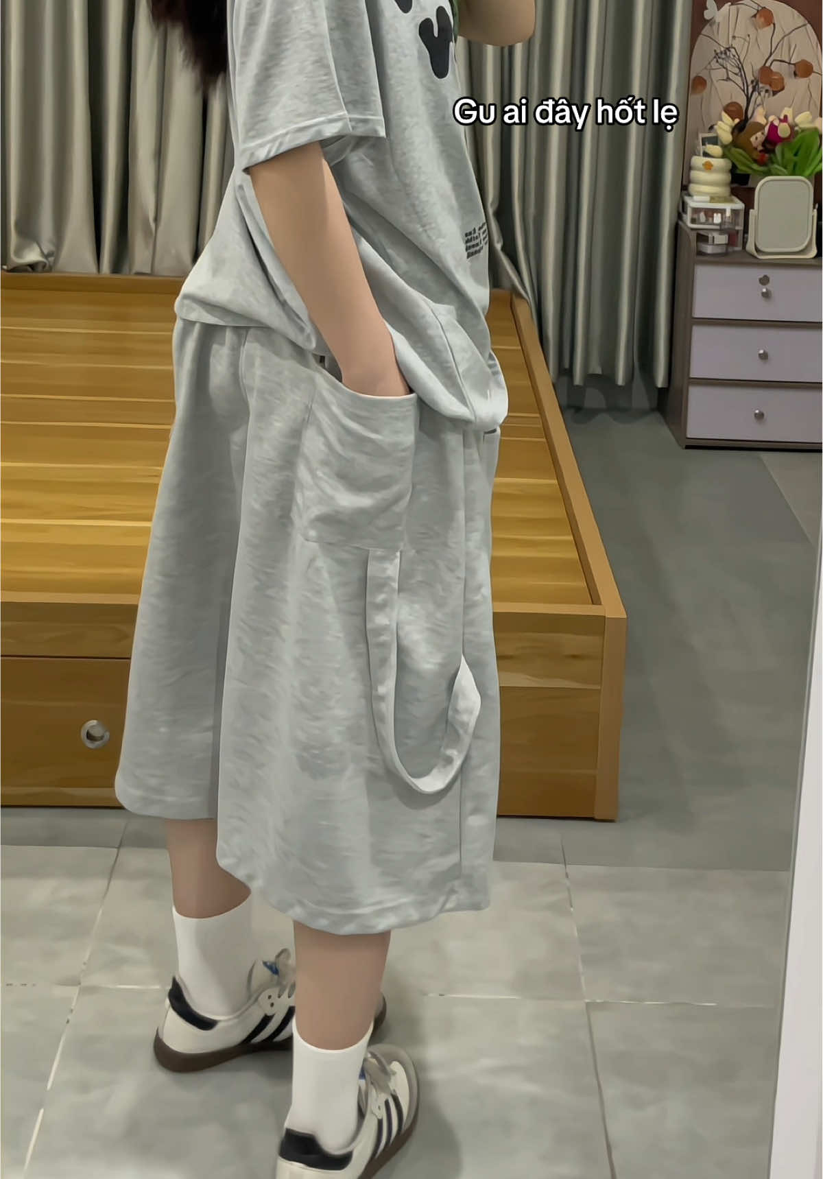 Quần Short Dây Nỉ 2 Da Ống Rộng #quanshort #quanongrong #xuhuong #vairal #thoitrang 