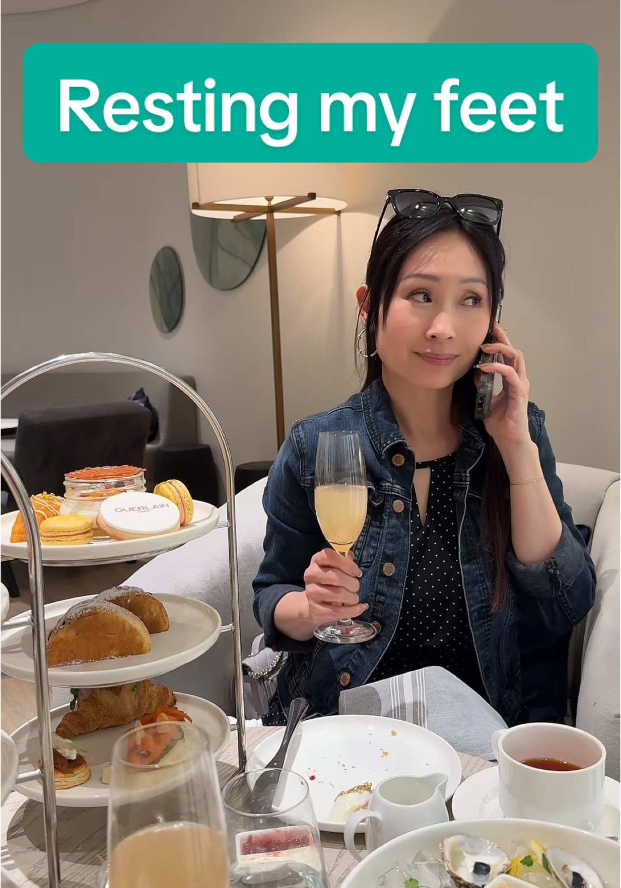 May as well enjoy a nice afternoon tea with sparkling rosé while I rest my feet! #motherdaughter #justforlaughs #afternoontea #itbelikethat @Holt Cafe @chaela<3 